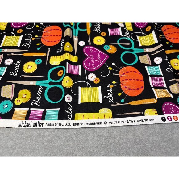 Michael Miller "Love To Sew" Cotton Fabric 20"x44" Sewing Theme - Picture 2 of 10